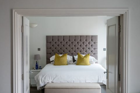 The bedroom of an apartment at 9 Hertford Street, Mayfair.