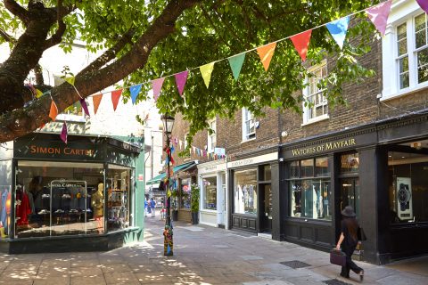 The boutiques of quant and historic Shepherd Market.