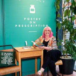 Founder Deborah Alma at The Poetry Pharmacy on Oxford Street.