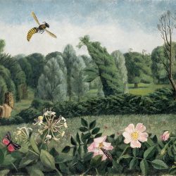 Tirzah Garwood's painting of a hornet and wild roses.