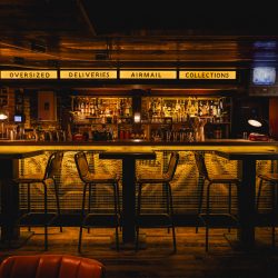 The interior of Cahoots Postal Office - a new 1940s themed cocktail bar in London.