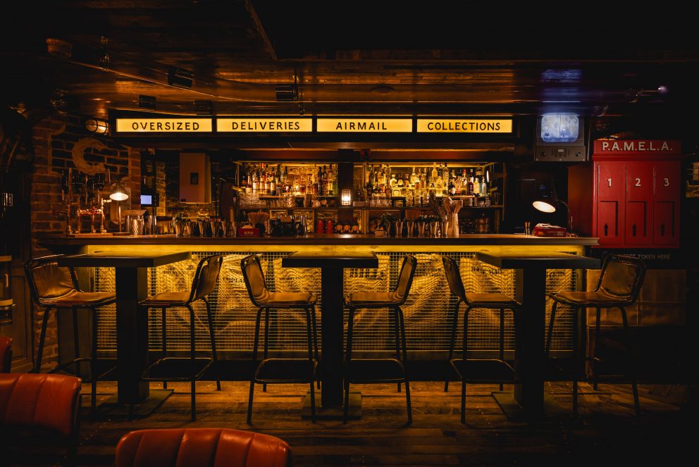 The interior of Cahoots Postal Office - a new 1940s themed cocktail bar in London.