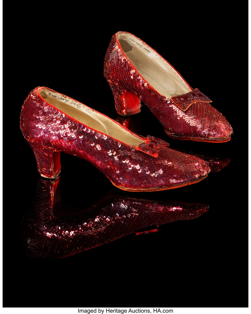 The ruby slippers from The Wizard of Oz on display ahead of auction.