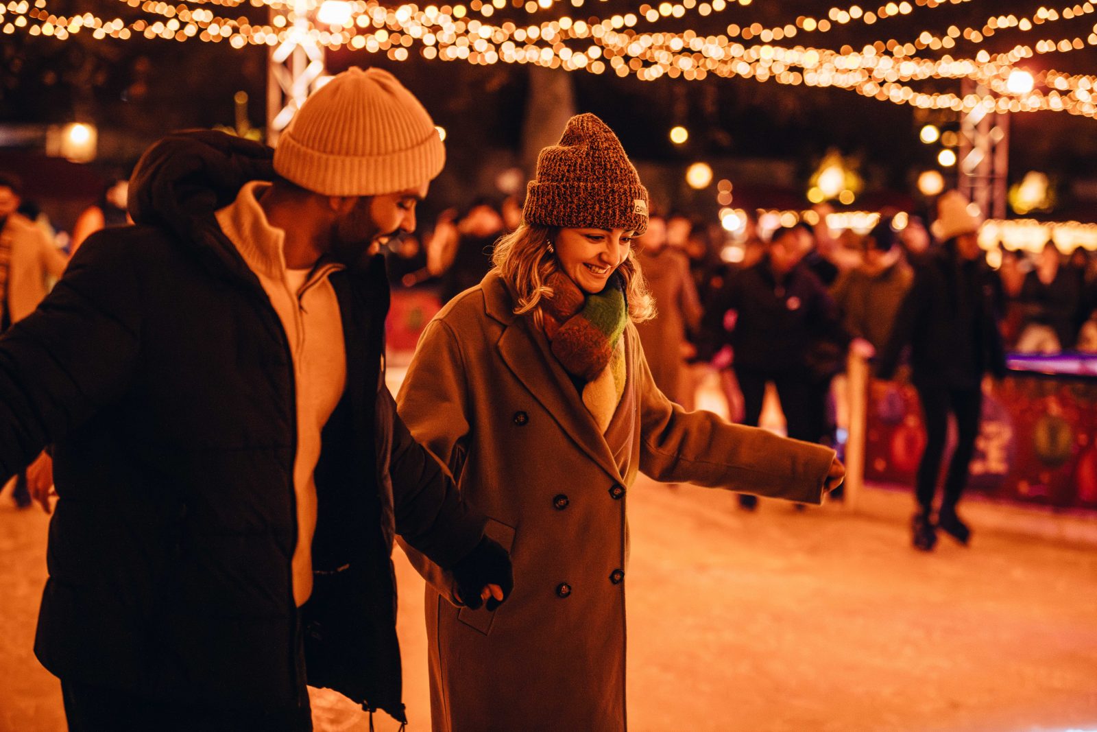 People skating at Winter Wonderland in Hyde Park.