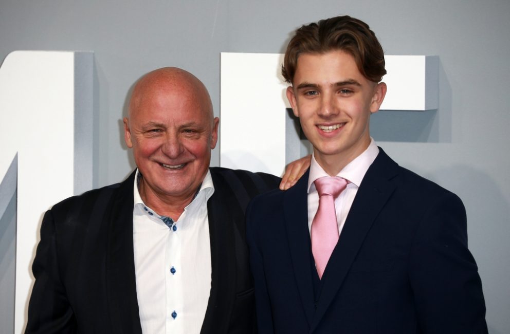 Chef Aldo Zilli standing with son at UK premiere of The Menu