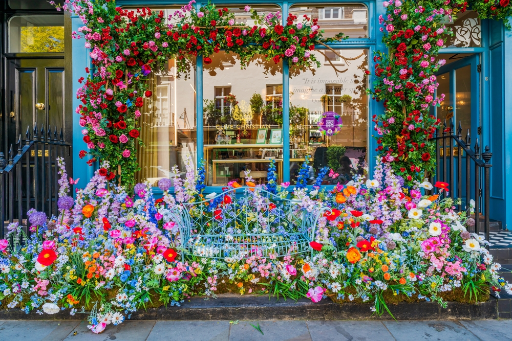 Beautiful multi-coloured floral display for the Chelsea in Bloom competition.