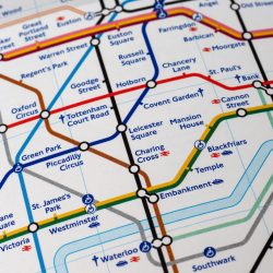 A close up of the London Underground map.