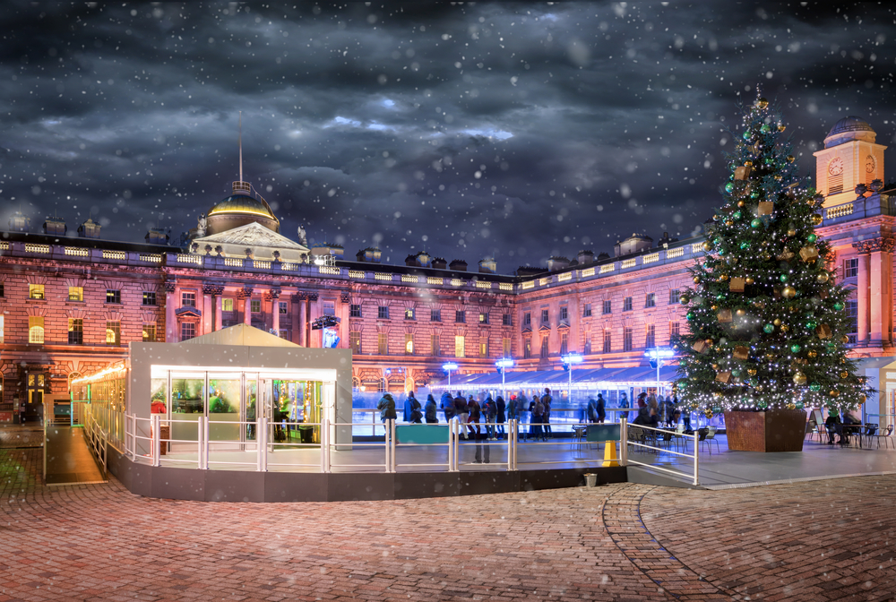 Visitors skating at Skate, Somerset House in London.